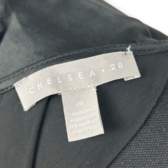 Chelsea28 Black Satin Flutter Sleeve Asymmetric Maxi Length Dress Womens Size M - Picture 6 of 11